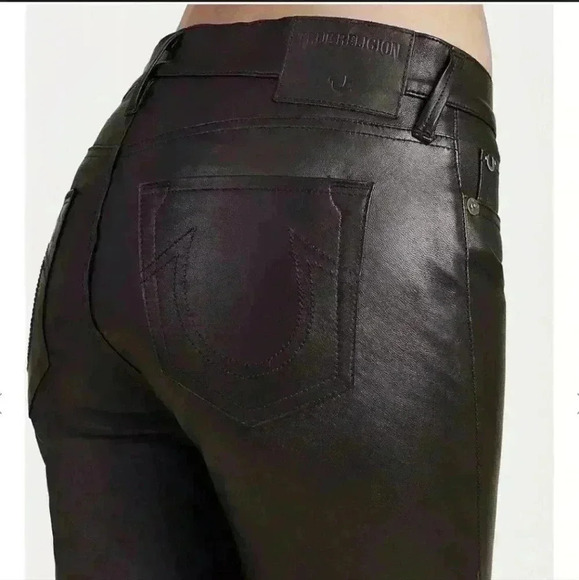 True Religion Mid Rise  Halle Super Skinny Leather pants . Ladies size 29 - Picture 5 of 15